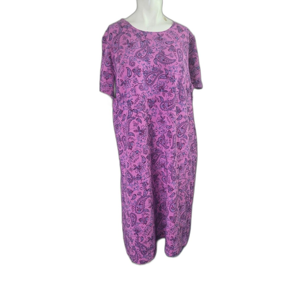 J. Jill Wearever Collection Large Petite LP dress paisley purple shift flower